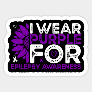 Epilepsy Awareness I Wear Purple for Epilepsy Sunflower Sticker